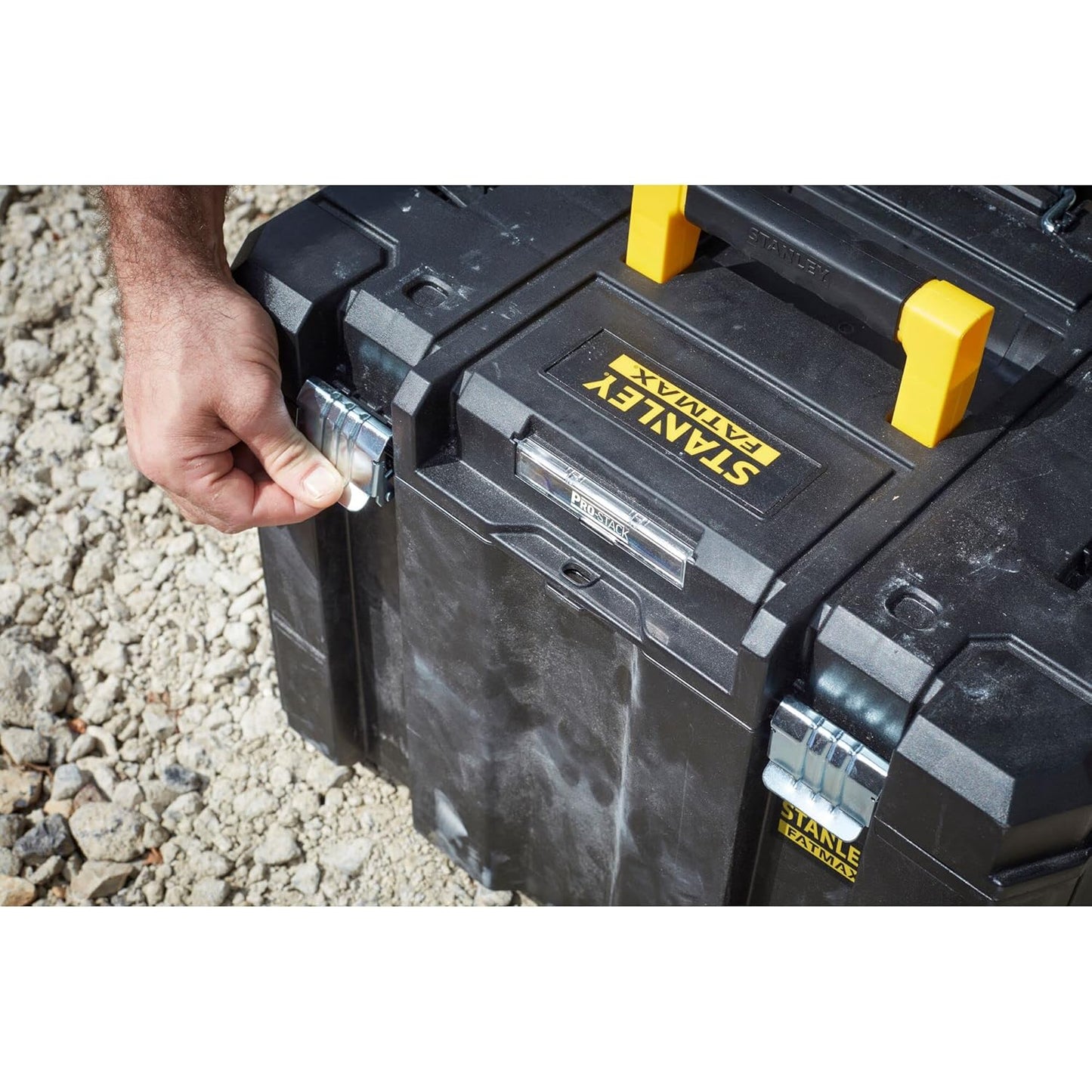 STANLEY FATMAX FMST1-75753 PRO-STACK™ Mobile Storage Box, 50 Kg Weight Capacity, Anti-Rust Metal Latches & Hinges, 7'' Durable Wheels,Telescopic Handle, Padlock Eye For Security, 100x51.2x43.5 cm