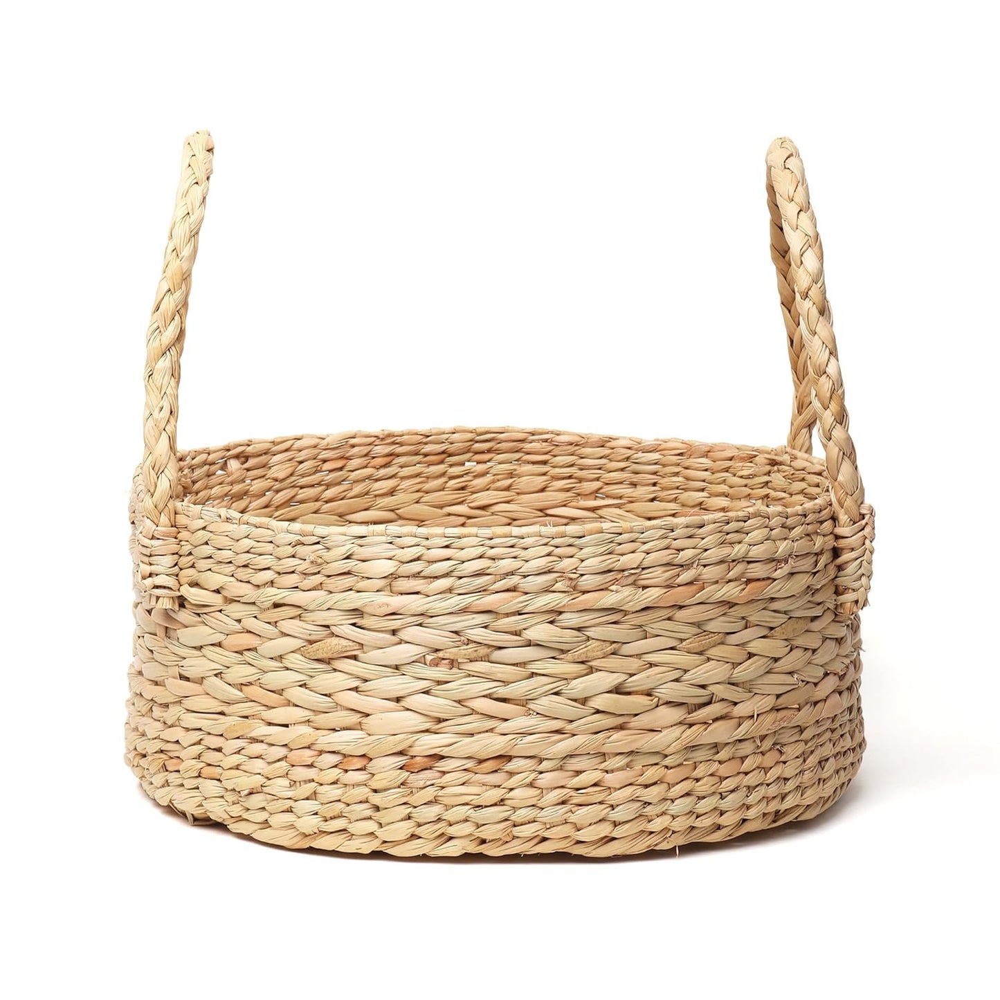 UdrCrafts® All the Cultures Fabricating India Wicker Round Baskets | Bamboo cane Storage Basket | Cane Gift Hamper | Wardrobe Basket | Jute Storage Organizer, Round, Beige (Medium, Dia25.4 X H12.7 cm)