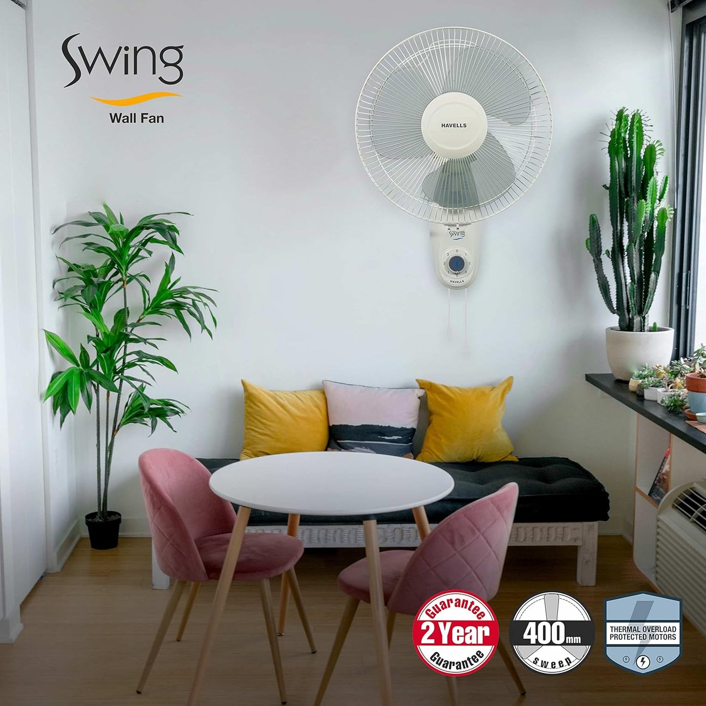 Havells Swing 400mm Wall Fan (Off White)