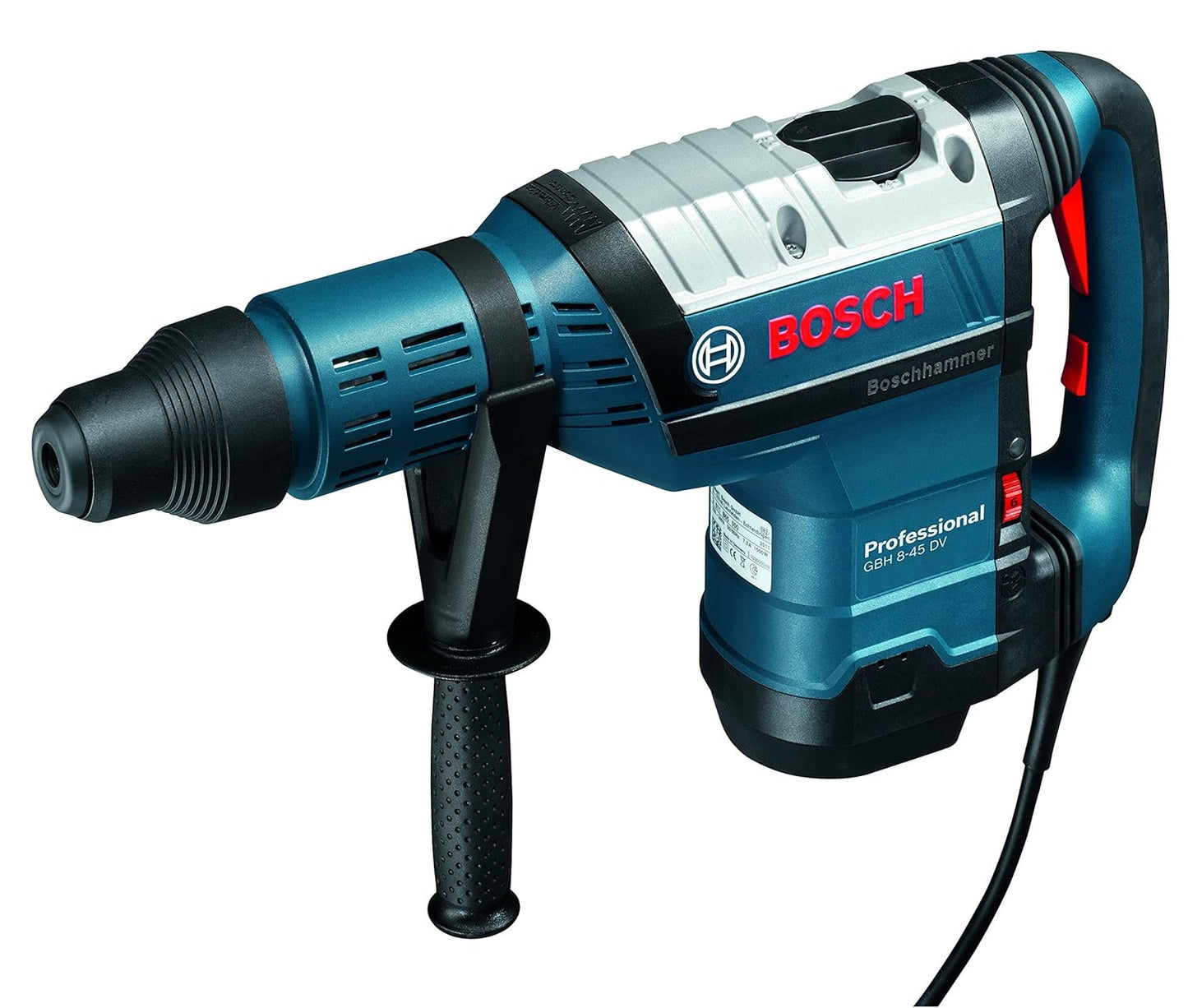 BOSCH GBH 8-45 DV Corded Electric Rotary Hammer with SDS Max | 1500 W, Turbo Power Function | Rated Speed 0-305 RPM | Impact Rate 1380 – 2760 BPM, Energy 12.5 J| Speed Selection | 1 Yr Warranty