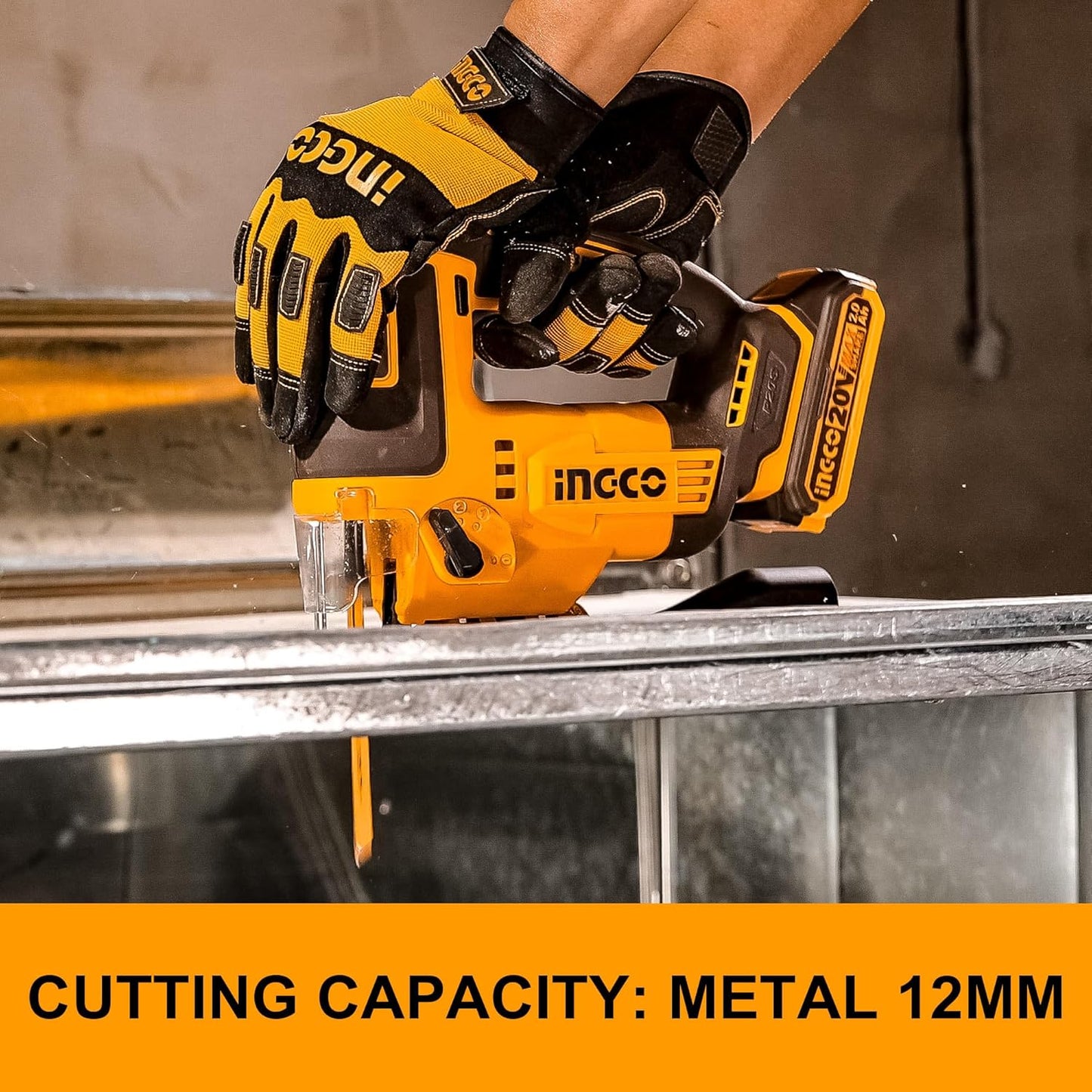INGCO 20V Cordless Jig Saw (Body Only), Brushless Motor, 3000RPM with 5Pcs Saw Blades CJSLI1008