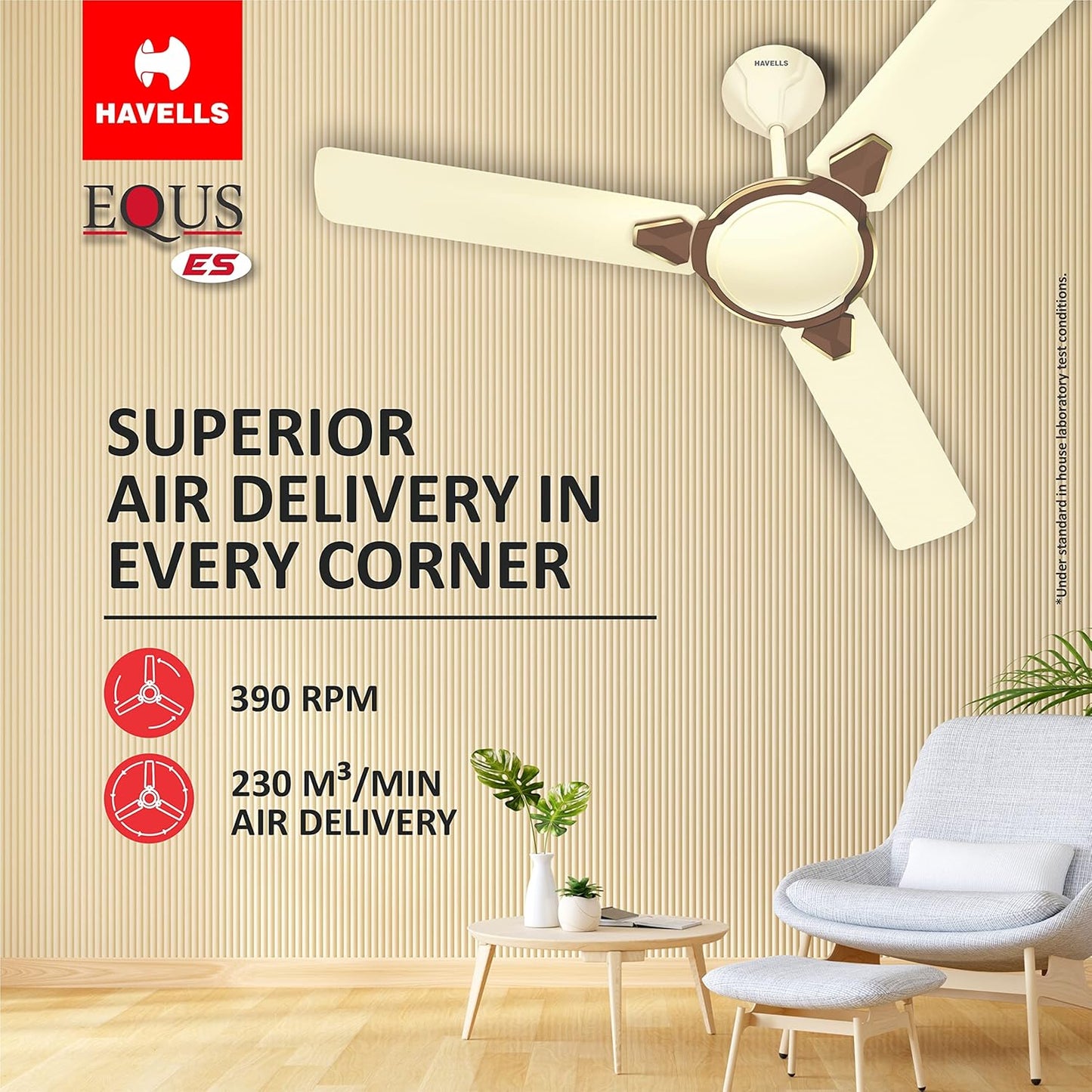 Havells 1200mm Equs ES Ceiling Fan | Premium Finish, Decorative Fan, Elegant Looks, High Air Delivery, Energy Saving, 100% Pure Copper Motor | 2 Year Warranty | (Pack of 1, Bianco Bronze) 1 Star