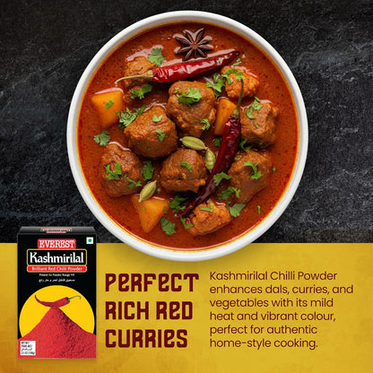 Everest Kashmirilal Brilliant Red Chilli Powder - 100gm | Kashmiri Lal Mirch with Mild Heat & Vibrant Deep Red Colour | Fine-Ground, Flavourful Red Chilli Powder for Everyday Indian Cooking
