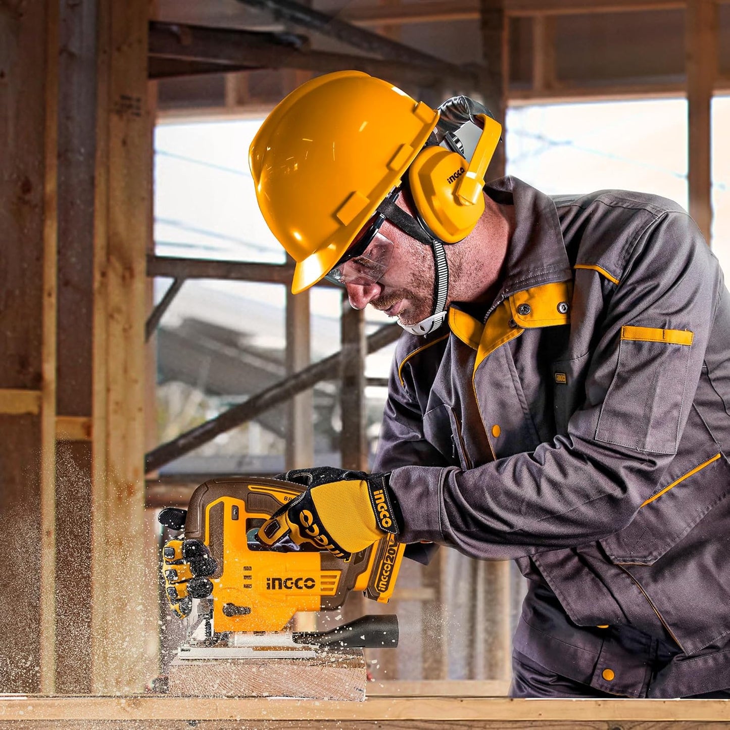 INGCO 20V Cordless Jig Saw (Body Only), Brushless Motor, 3000RPM with 5Pcs Saw Blades CJSLI1008