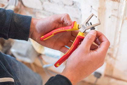 STANLEY FATMAX® 0-84-010 VDE Wire Stripper Pliers, 170mm (6.5''), Ideal For Stripping Multiple & Single Strand Wires From 0.75 to 6 mm², Red and Yellow