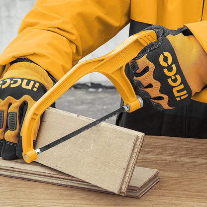 INGCO Mini Hacksaw, 150mm (6") Hand Saw, Comfortable Handle Aluminium Body With 1 pcs Blade for Metal, Wood, PVC Pipes