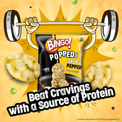 Bingo! Popped Chips - Airy, Crunchy, Zero-Gravity Snacks with 30% Less Fat (Indian Spice Mix Flavour)- Not Fried, Not Baked, Just Popped! - 25g