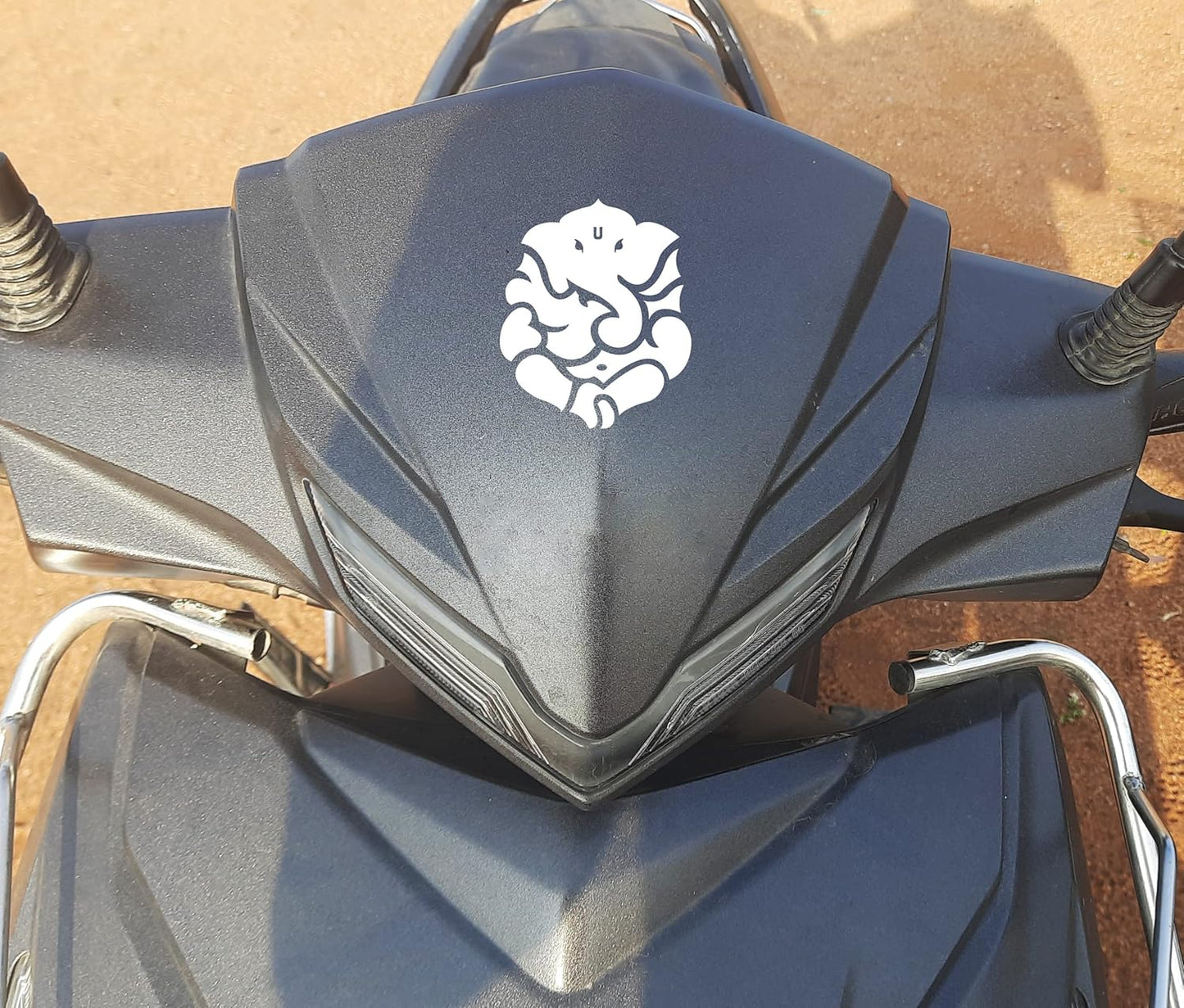 Akshar Arts Bhuwana  god Ganesha Sticker for Bike and car Reflective Vinyl and Waterproof,Size(6.6cmx5.5cm),Pack of 2 (White)-Self-Adhesive