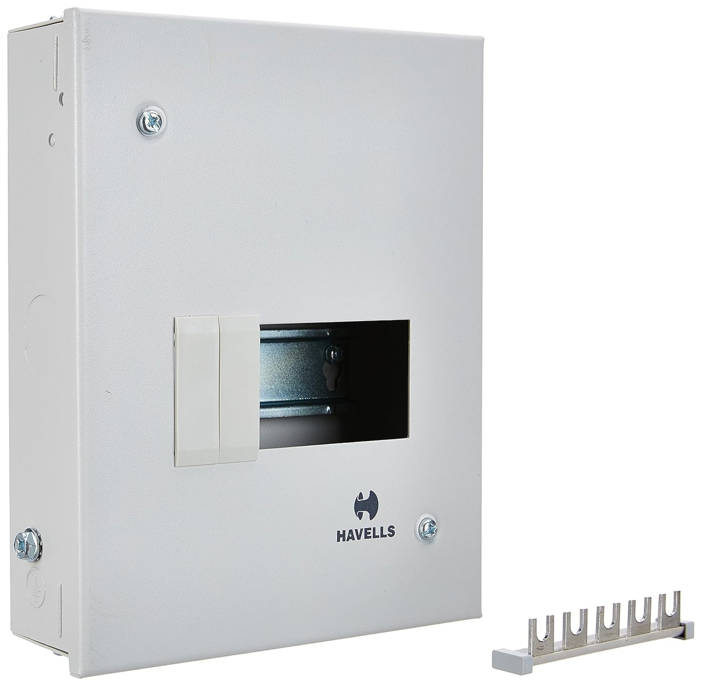 Havells Utility DB SPN SD QVE RG 6W Metal Single Door Distribution Board (Grey)