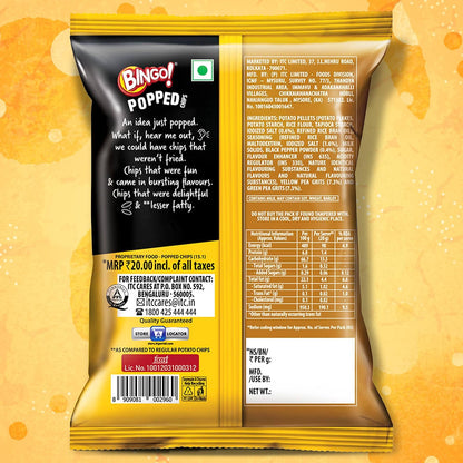 Bingo! Popped Chips - Airy, Crunchy, Zero-Gravity Snacks with 30% Less Fat (Indian Spice Mix Flavour)- Not Fried, Not Baked, Just Popped! - 25g