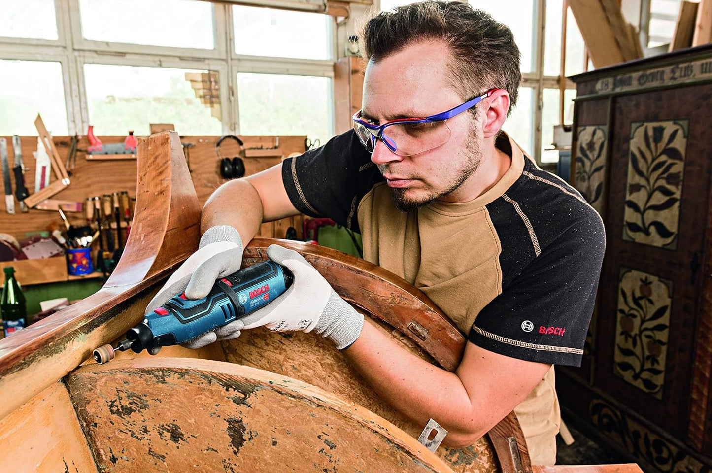 Bosch GRO 12V-35 Heavy Duty Cordless Rotary Tool, 35,000 rpm, LED Light + 5 Cutting Discs, Arbour, Housing Adaptor, Key, Collet, 1 Year Warranty (Solo Tool- 12V Batteries & Charger sold separately)