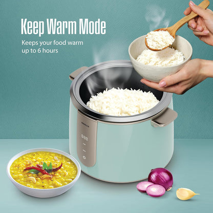 Havells CRAFT Rice Cooker | Live Cooking Timer| Intuitive Touch Control | 6 hour Keep Warm Mode| 1.8 L Capacity | Triple Safety Protection | Food Grade Bowl | Energy Efficient Operation (Blue & Gold)