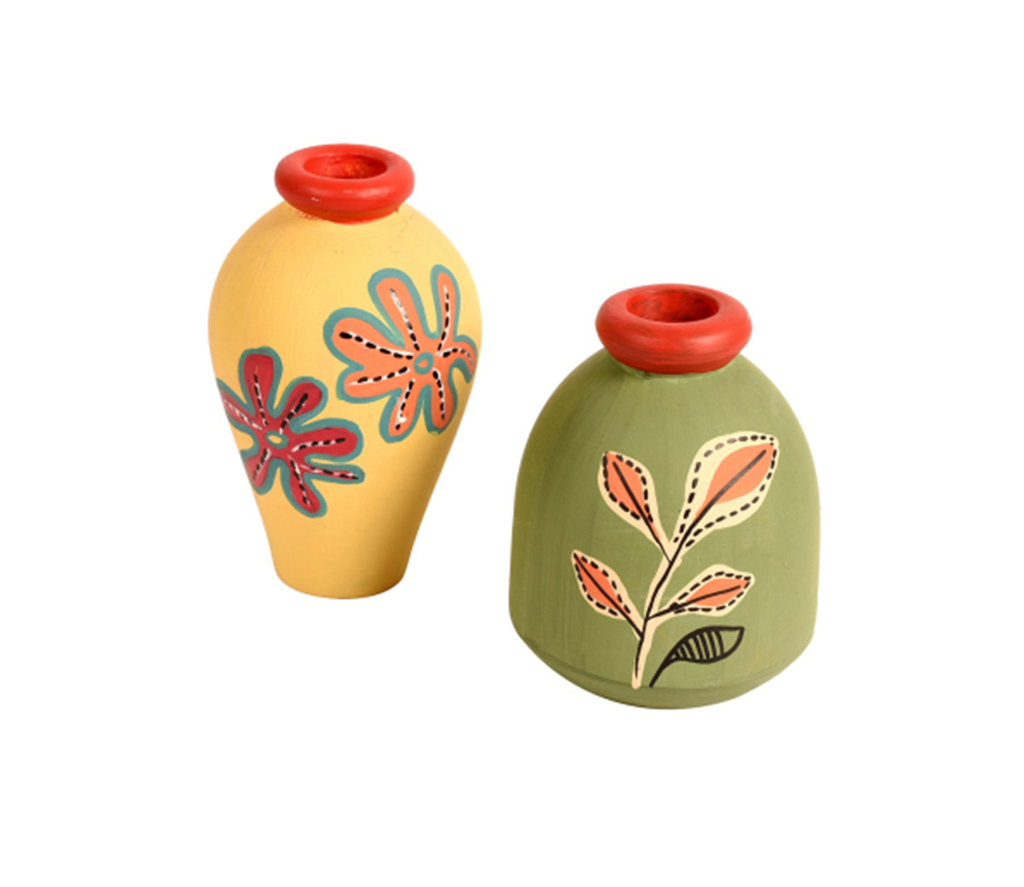 Udaipur Handicrafts Brown Wooden Shelf With Two  Art Pots