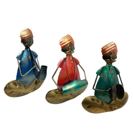 Iron Craft Wall Decor Rajasthani Musician - Set Of Three