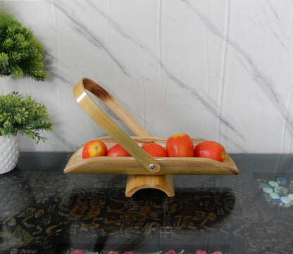 Udaipur Handicrafts Wood Bamboo handmade Serving Tray with Handle
