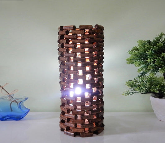 Udaipur Handicrafts Natural Wood Handmade Designer Dowel Table Lamp