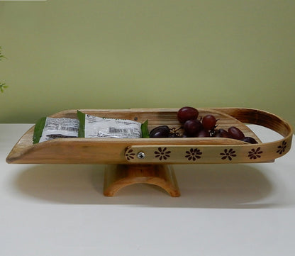 Udaipur Handicrafts Wood Mandala Bamboo Handmade Serving Tray with Handle