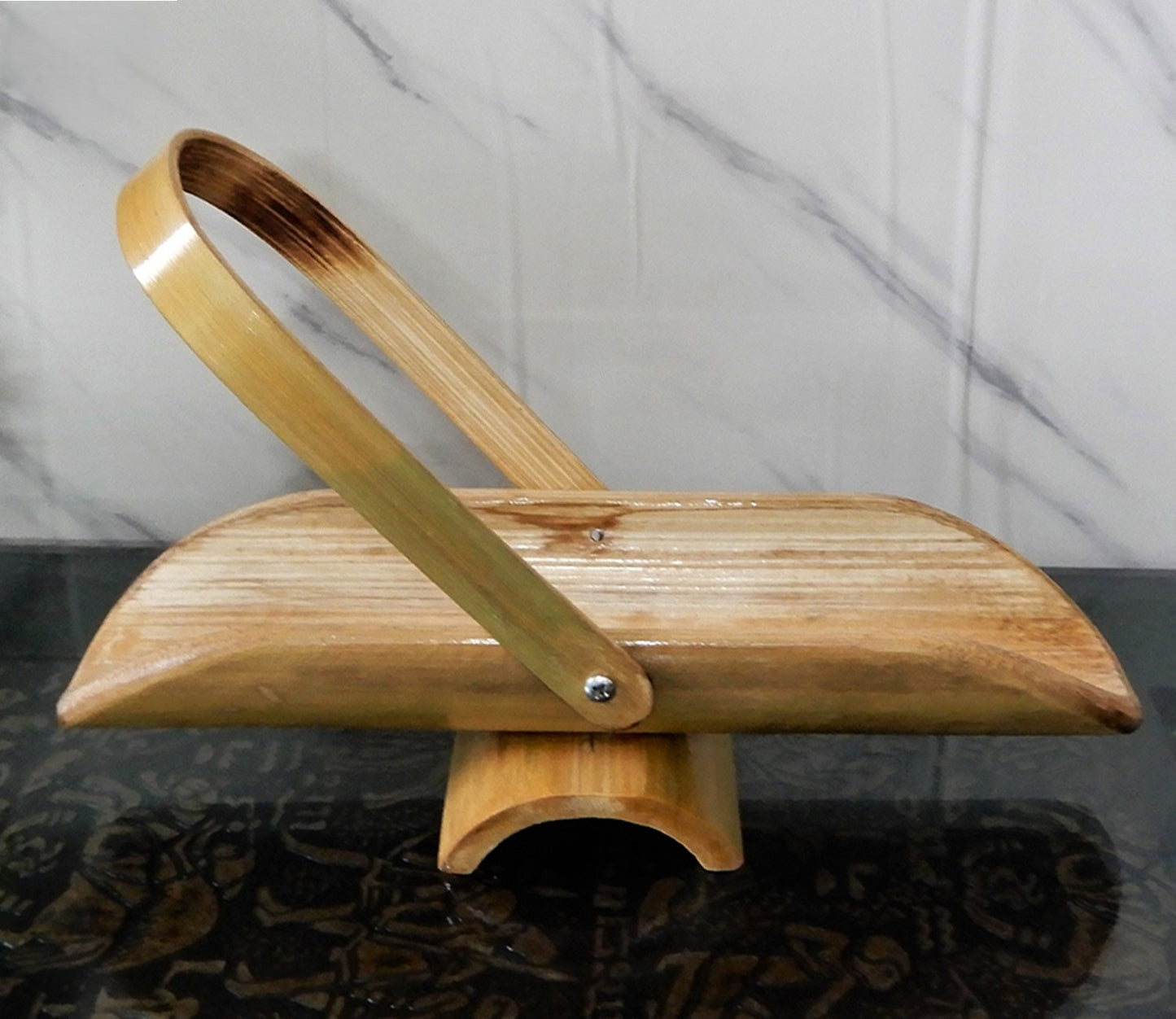 Udaipur Handicrafts Wood Bamboo handmade Serving Tray with Handle