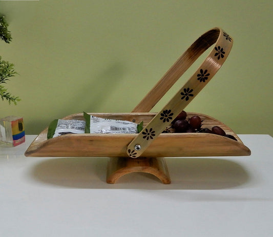 Udaipur Handicrafts Wood Mandala Bamboo Handmade Serving Tray with Handle