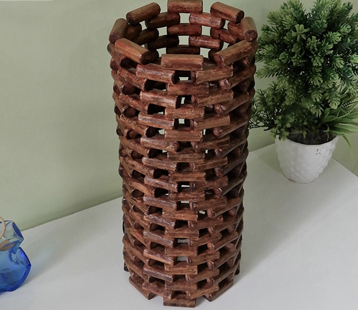 Udaipur Handicrafts Natural Wood Handmade Designer Dowel Table Lamp