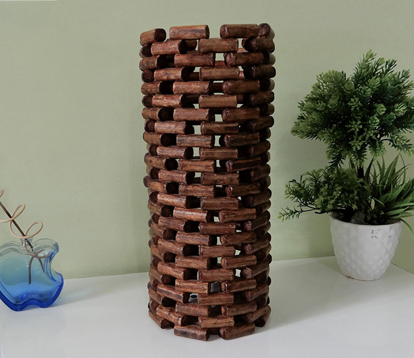 Udaipur Handicrafts Natural Wood Handmade Designer Dowel Table Lamp