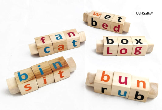 UdrCrafts® Wooden Educational Toys for Kids - Phonics Toy - Spell Games – Learning Toy – Alphabet Learner – Multicolor Toy - Toddler Toys – Alphabetic Words – Smart and Unique Gift for Kids (Set of 5)