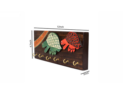 Udaipur Handicrafts Wood 	Multicolor Handcrafted Tribal Art Turtle Key Holder