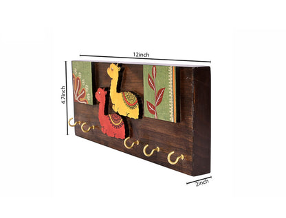 Udaipur Handicrafts Wood  Multicolor Tribal Art Alpaca Theme Key Holder