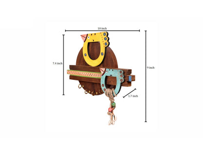 Udaipur Handicrafts Wood Tribal Art Bird Theme  Key Holder