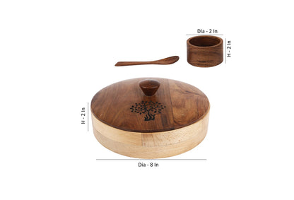 Udaipur Handicrafts Tree of Life Wood  Masala Dani for Seven Spices