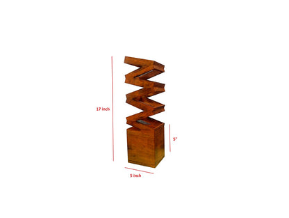 Udaipur Handicrafts Wooden Zig Zag Table Lamp Sheesham Color with Fengshui Concept