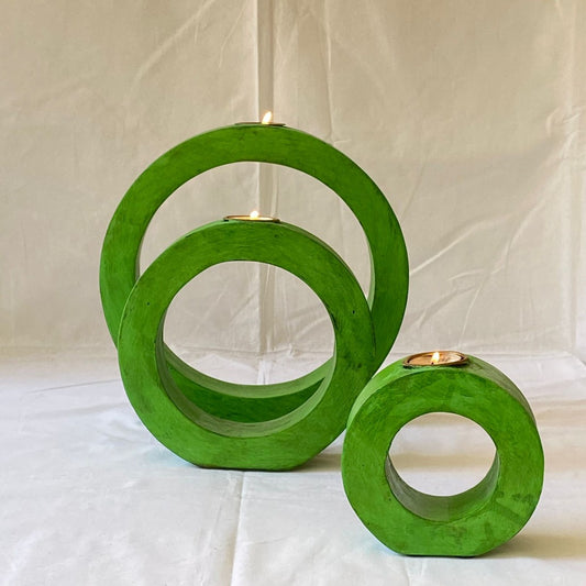 Green Round T-Light Set of 3