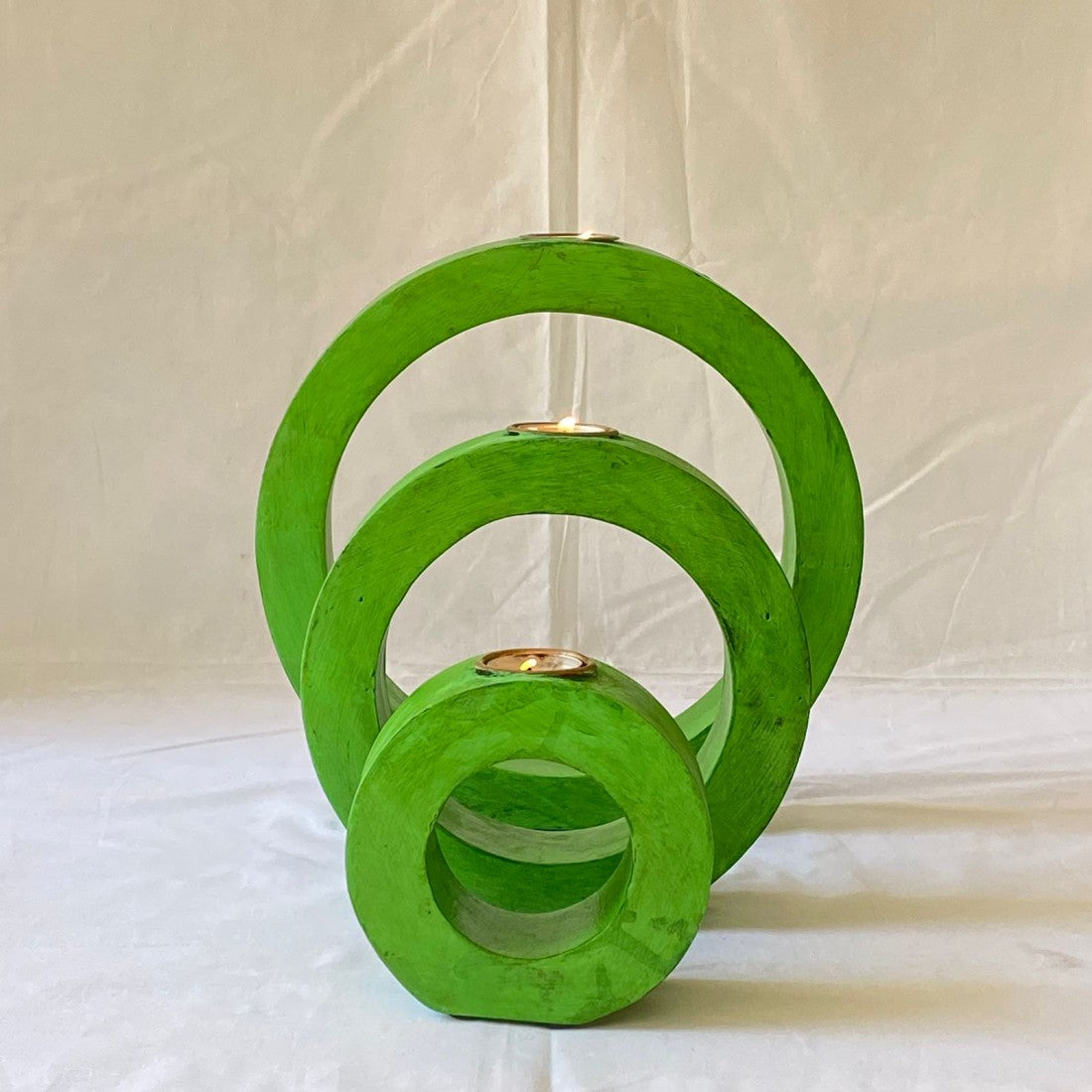 Green Round T-Light Set of 3