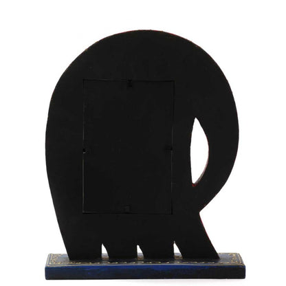 Wooden Elephant Photo Frame With Stand - Unsophisticated Red