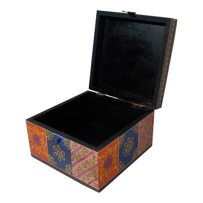 Hand Painted Box In Vibrant Colours & Floral Motifs