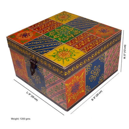 Hand Painted Box In Vibrant Colours & Floral Motifs