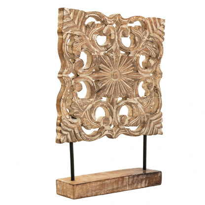 Carved Wooden Panel On Stand