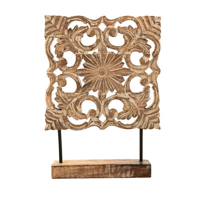 Carved Wooden Panel On Stand