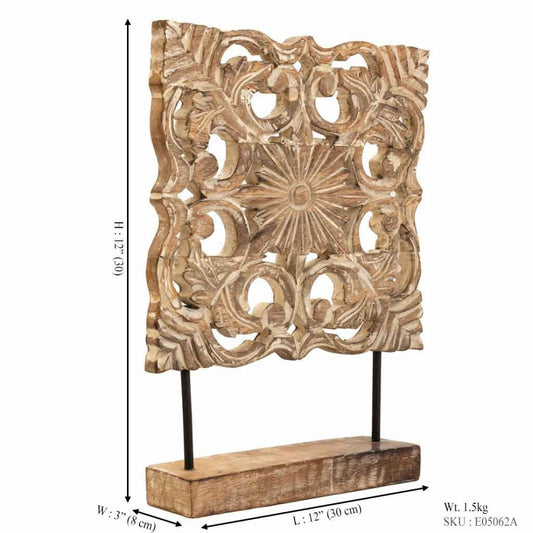 Carved Wooden Panel On Stand