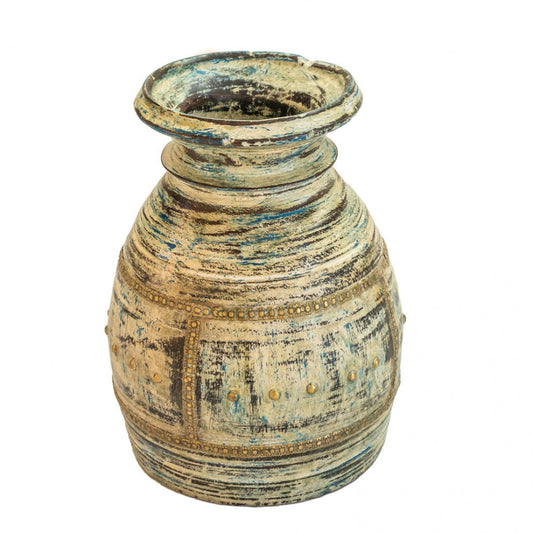 Distressed White Wooden Pot