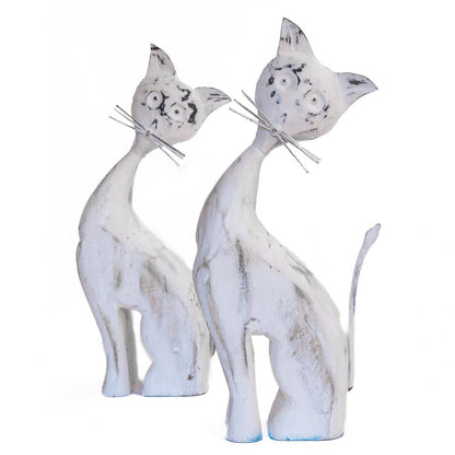 Distressed White Cat Showpiece Figurine