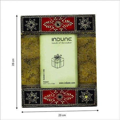 Wooden Photo Frame - Embossed Metal, Hand Painted 5 X 7 Inches