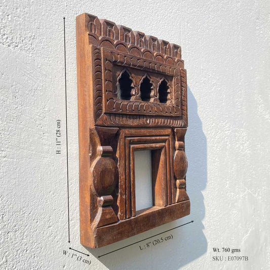 Dark Wooden Polish Small Jharokha Frame With Tibari