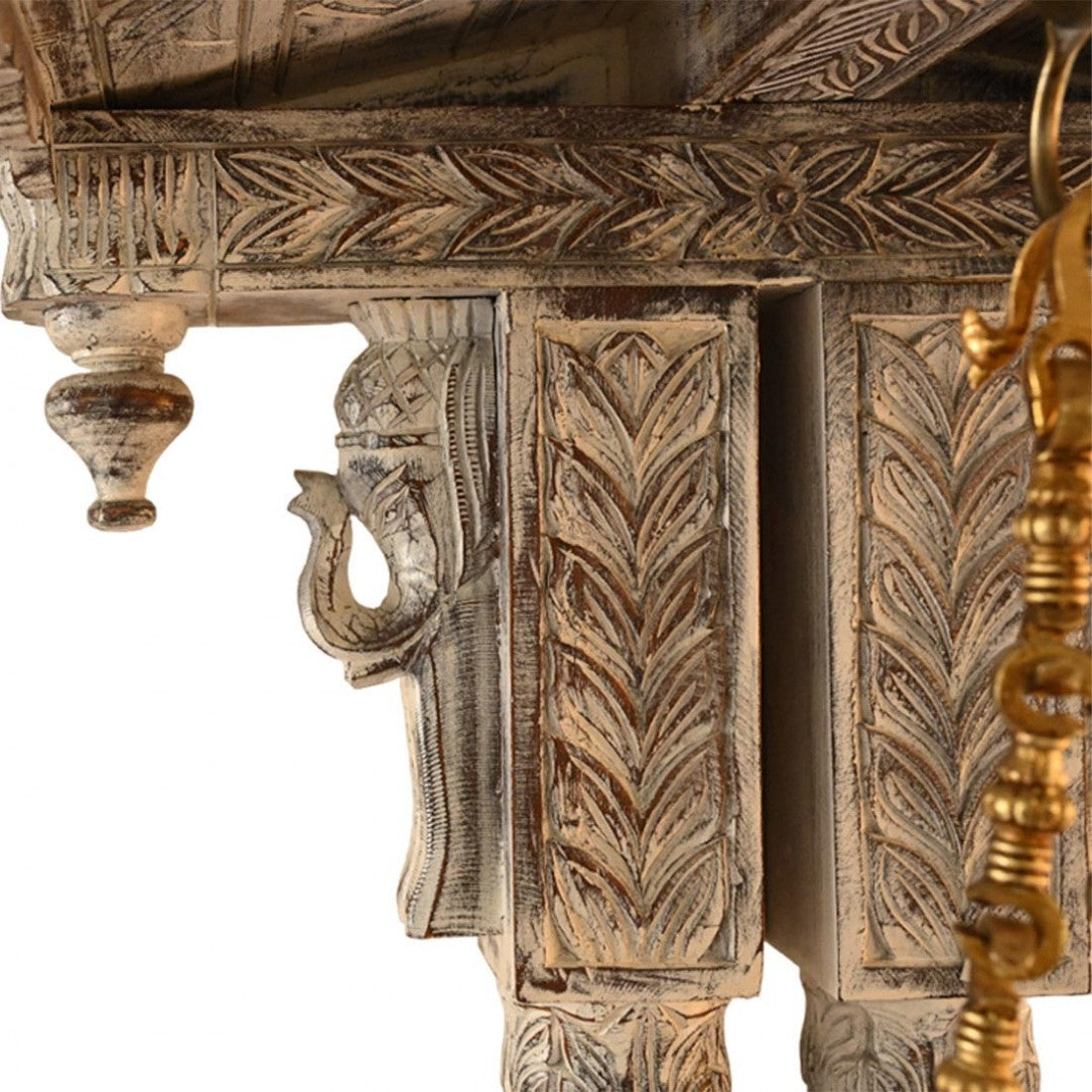 Distressed White Swing Jhula With Metal Chain