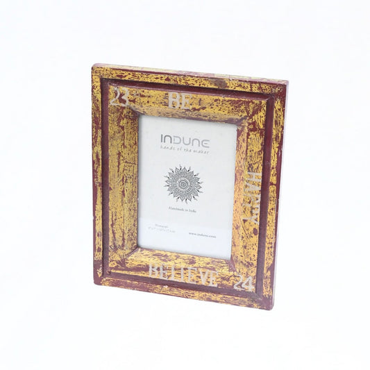 Distressed Golden Wooden Photo Frame