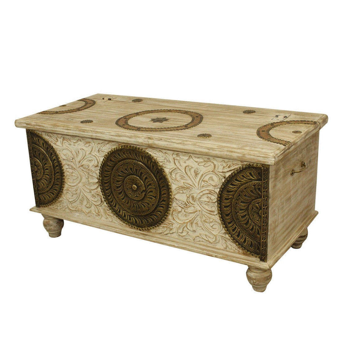 Distressed White Pitara Treasure Box