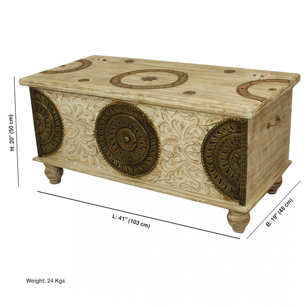 Distressed White Pitara Treasure Box