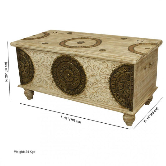 Distressed White Pitara Treasure Box