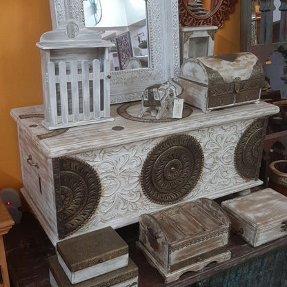 Distressed White Pitara Treasure Box