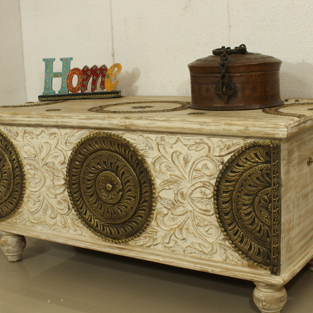 Distressed White Pitara Treasure Box